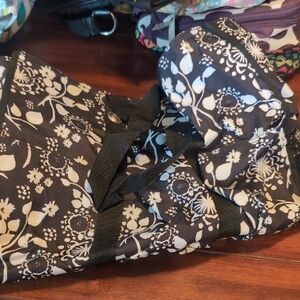 Floral Black and White Tote Bag